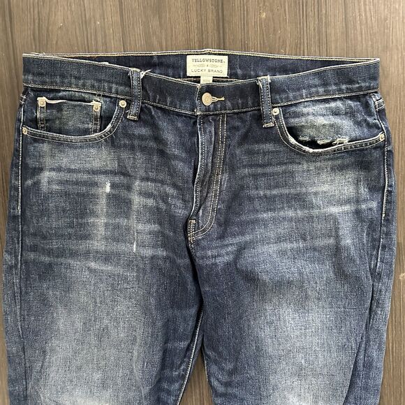 Lucky Brand x Yellowstone 363 Vintage Straight Denim Blue Jeans 36x32 Selvedge - Picture 3 of 8